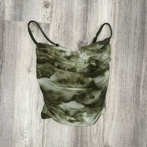 Green cow neck top